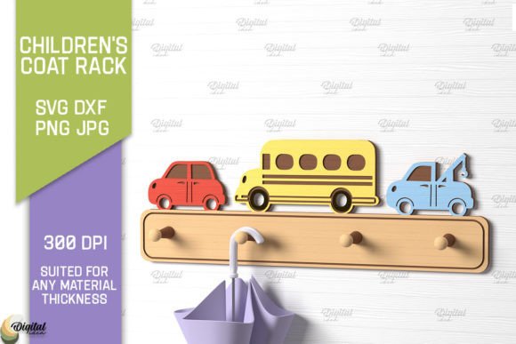 3D Children's Coat Rack Laser Cut SVG