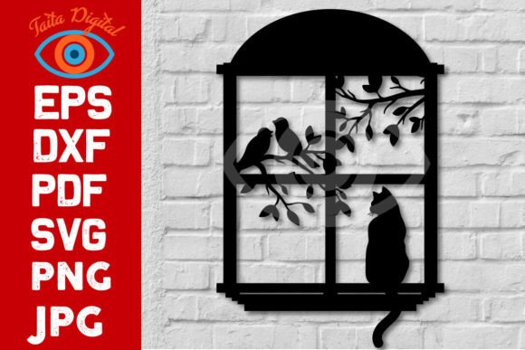 Cat on Window Wall Decor Design