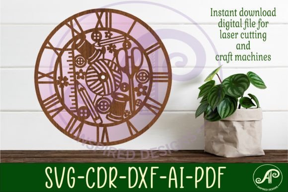 Craft Timeless Decor with Sewing Wall Clock Laser Cut Files