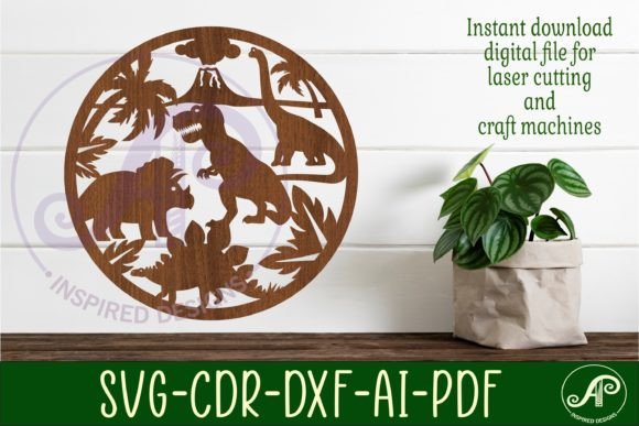 Dinosaur Wall Art Sign SVG File for Creative Projects