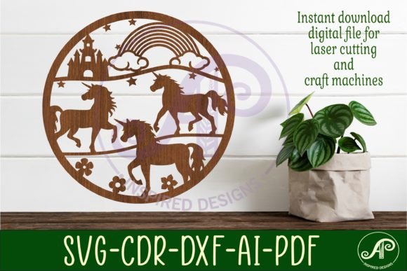 Enchanting Unicorn Wall Art: SVG Cut File for Crafters