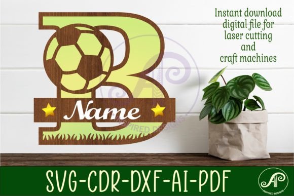 Football or Soccer Monogram B Letter Laser Cut Design