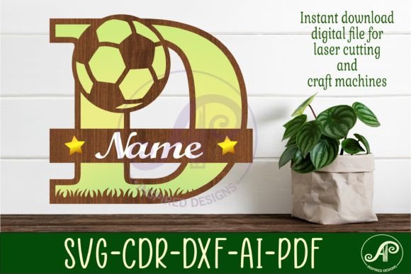 Football or Soccer Monogram D Letter