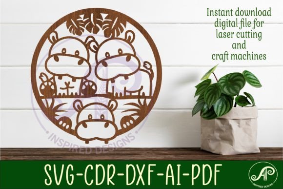 Hippo Wall Art Sign SVG File: Versatile Vector Design