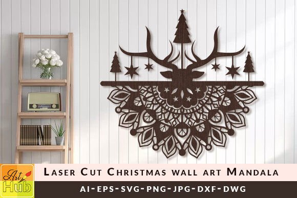 Laser Cut Christmas Wall Art Mandala SVG