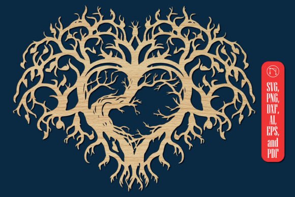 Laser Cut Heart with Tree SVG Design