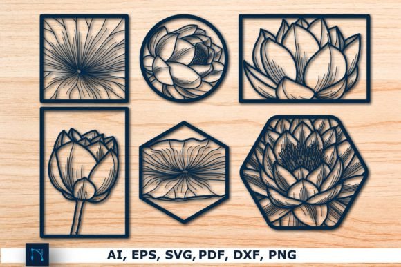 Laser-cut Lotus Wall Decor SVG Bundle