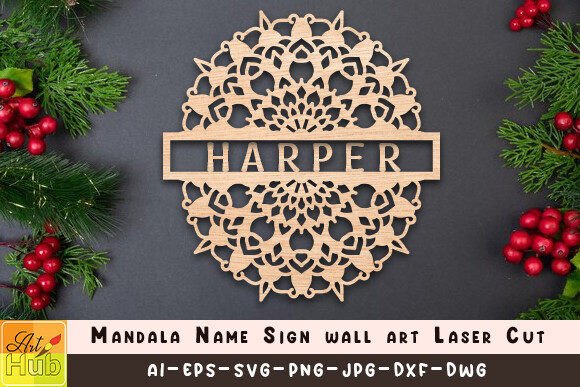 Mandala Name Sign Wall Art Laser Cut