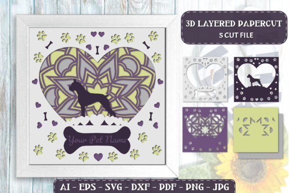 Pet Dog 3D Layered Papercut - Boxer: A Versatile Design Asset