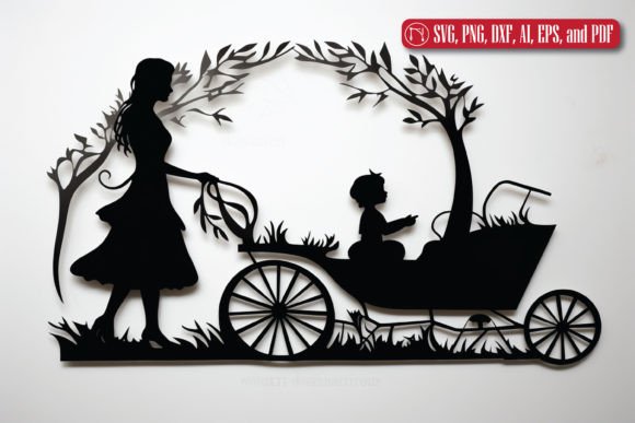 Pram New Baby Paper Cut SVG: A Delightful Design Asset