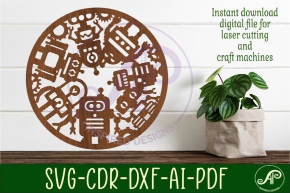 Robot Wall Art Sign: A Versatile SVG Cut File for Modern Makers