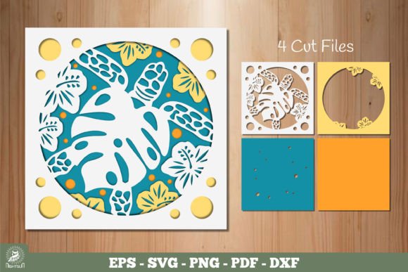 Sea Turtle Layered Papercut SVG: Elegant Oceanic Design